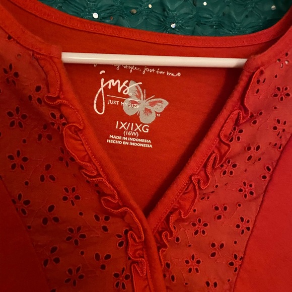 Women’s Orange Short-Sleeved V-Neck Cotton T-Shirt - Picture 3 of 4